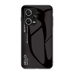 Custodia Silicone Specchio Laterale Sfumato Arcobaleno Cover LS1 per Xiaomi Redmi Note 12 Pro 5G Nero
