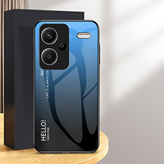 Custodia Silicone Specchio Laterale Sfumato Arcobaleno Cover LS1 per Xiaomi Redmi Note 13 Pro+ Plus 5G Blu