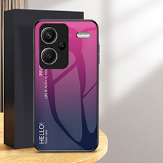Custodia Silicone Specchio Laterale Sfumato Arcobaleno Cover LS1 per Xiaomi Redmi Note 13 Pro+ Plus 5G Rosa Caldo
