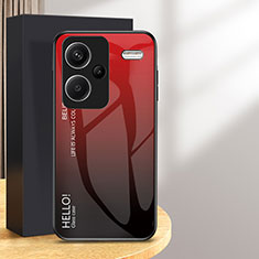 Custodia Silicone Specchio Laterale Sfumato Arcobaleno Cover LS1 per Xiaomi Redmi Note 13 Pro+ Plus 5G Rosso