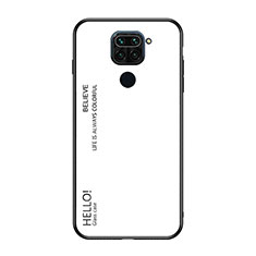 Custodia Silicone Specchio Laterale Sfumato Arcobaleno Cover LS1 per Xiaomi Redmi Note 9 Bianco