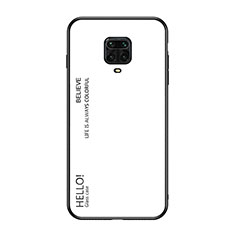 Custodia Silicone Specchio Laterale Sfumato Arcobaleno Cover LS1 per Xiaomi Redmi Note 9 Pro Bianco