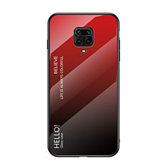 Custodia Silicone Specchio Laterale Sfumato Arcobaleno Cover LS1 per Xiaomi Redmi Note 9 Pro Max Rosso