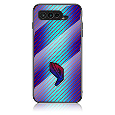 Custodia Silicone Specchio Laterale Sfumato Arcobaleno Cover LS2 per Asus ROG Phone 5 Ultimate Blu