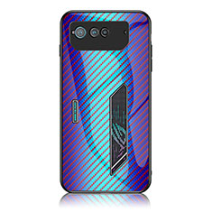 Custodia Silicone Specchio Laterale Sfumato Arcobaleno Cover LS2 per Asus ROG Phone 6 Pro Blu