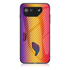 Custodia Silicone Specchio Laterale Sfumato Arcobaleno Cover LS2 per Asus ROG Phone 7 Arancione