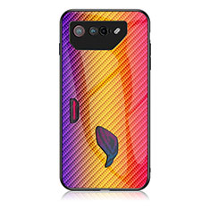 Custodia Silicone Specchio Laterale Sfumato Arcobaleno Cover LS2 per Asus ROG Phone 7 Pro Arancione
