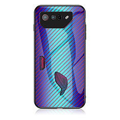 Custodia Silicone Specchio Laterale Sfumato Arcobaleno Cover LS2 per Asus ROG Phone 7 Ultimate Blu