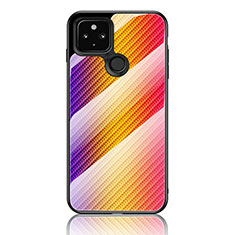 Custodia Silicone Specchio Laterale Sfumato Arcobaleno Cover LS2 per Google Pixel 4a 5G Arancione