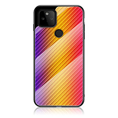 Custodia Silicone Specchio Laterale Sfumato Arcobaleno Cover LS2 per Google Pixel 5a 5G Arancione