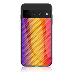 Custodia Silicone Specchio Laterale Sfumato Arcobaleno Cover LS2 per Google Pixel 7 Pro 5G Arancione