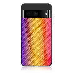 Custodia Silicone Specchio Laterale Sfumato Arcobaleno Cover LS2 per Google Pixel 7a 5G Arancione
