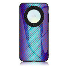 Custodia Silicone Specchio Laterale Sfumato Arcobaleno Cover LS2 per Huawei Honor Magic5 Lite 5G Blu