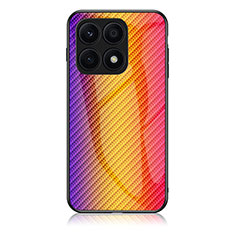 Custodia Silicone Specchio Laterale Sfumato Arcobaleno Cover LS2 per Huawei Honor X8 5G Arancione