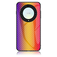 Custodia Silicone Specchio Laterale Sfumato Arcobaleno Cover LS2 per Huawei Honor X9a 5G Arancione