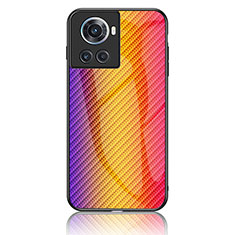 Custodia Silicone Specchio Laterale Sfumato Arcobaleno Cover LS2 per OnePlus Ace 5G Arancione