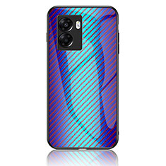 Custodia Silicone Specchio Laterale Sfumato Arcobaleno Cover LS2 per OnePlus Nord N300 5G Blu