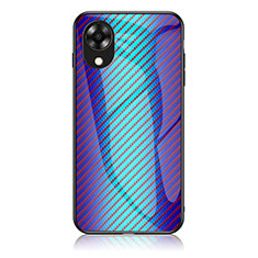 Custodia Silicone Specchio Laterale Sfumato Arcobaleno Cover LS2 per Oppo A17K Blu