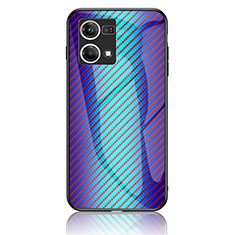 Custodia Silicone Specchio Laterale Sfumato Arcobaleno Cover LS2 per Oppo F21 Pro 4G Blu