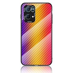 Custodia Silicone Specchio Laterale Sfumato Arcobaleno Cover LS2 per Oppo Reno7 Pro 5G Arancione