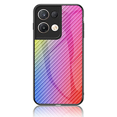 Custodia Silicone Specchio Laterale Sfumato Arcobaleno Cover LS2 per Oppo Reno8 Pro+ Plus 5G Rosa