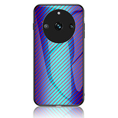 Custodia Silicone Specchio Laterale Sfumato Arcobaleno Cover LS2 per Realme 11 Pro 5G Blu