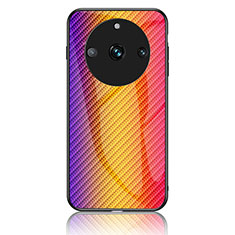 Custodia Silicone Specchio Laterale Sfumato Arcobaleno Cover LS2 per Realme 11 Pro+ Plus 5G Arancione