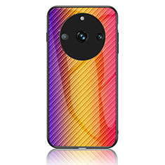 Custodia Silicone Specchio Laterale Sfumato Arcobaleno Cover LS2 per Realme Narzo 60 Pro 5G Arancione