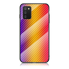Custodia Silicone Specchio Laterale Sfumato Arcobaleno Cover LS2 per Samsung Galaxy A02s Arancione