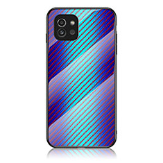 Custodia Silicone Specchio Laterale Sfumato Arcobaleno Cover LS2 per Samsung Galaxy A03 Blu