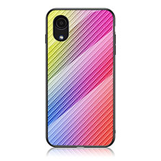 Custodia Silicone Specchio Laterale Sfumato Arcobaleno Cover LS2 per Samsung Galaxy A03 Core Rosa