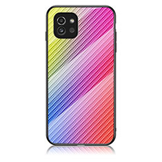 Custodia Silicone Specchio Laterale Sfumato Arcobaleno Cover LS2 per Samsung Galaxy A03 Rosa