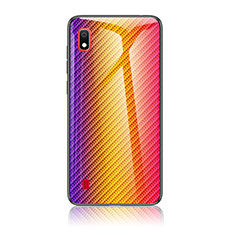 Custodia Silicone Specchio Laterale Sfumato Arcobaleno Cover LS2 per Samsung Galaxy A10 Arancione