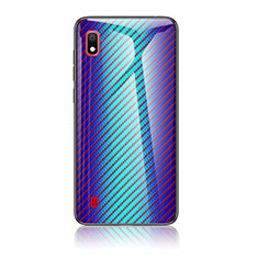 Custodia Silicone Specchio Laterale Sfumato Arcobaleno Cover LS2 per Samsung Galaxy A10 Blu