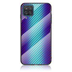 Custodia Silicone Specchio Laterale Sfumato Arcobaleno Cover LS2 per Samsung Galaxy A12 Blu