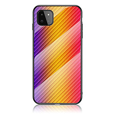 Custodia Silicone Specchio Laterale Sfumato Arcobaleno Cover LS2 per Samsung Galaxy A22 5G Arancione