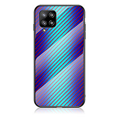 Custodia Silicone Specchio Laterale Sfumato Arcobaleno Cover LS2 per Samsung Galaxy A42 5G Blu