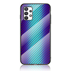 Custodia Silicone Specchio Laterale Sfumato Arcobaleno Cover LS2 per Samsung Galaxy A53 5G Blu