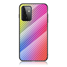 Custodia Silicone Specchio Laterale Sfumato Arcobaleno Cover LS2 per Samsung Galaxy A72 5G Rosa