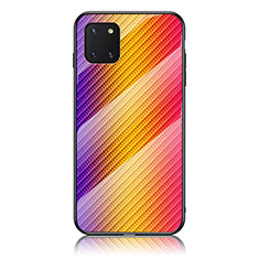 Custodia Silicone Specchio Laterale Sfumato Arcobaleno Cover LS2 per Samsung Galaxy A81 Arancione