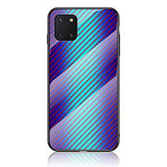 Custodia Silicone Specchio Laterale Sfumato Arcobaleno Cover LS2 per Samsung Galaxy A81 Blu