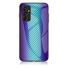 Custodia Silicone Specchio Laterale Sfumato Arcobaleno Cover LS2 per Samsung Galaxy F13 4G Blu