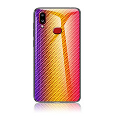 Custodia Silicone Specchio Laterale Sfumato Arcobaleno Cover LS2 per Samsung Galaxy M01s Arancione
