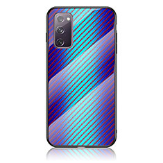 Custodia Silicone Specchio Laterale Sfumato Arcobaleno Cover LS2 per Samsung Galaxy S20 FE (2022) 5G Blu