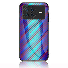 Custodia Silicone Specchio Laterale Sfumato Arcobaleno Cover LS2 per Vivo X Note Blu