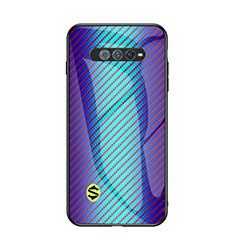 Custodia Silicone Specchio Laterale Sfumato Arcobaleno Cover LS2 per Xiaomi Black Shark 4S 5G Blu