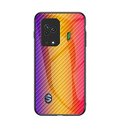 Custodia Silicone Specchio Laterale Sfumato Arcobaleno Cover LS2 per Xiaomi Black Shark 5 5G Arancione