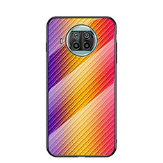Custodia Silicone Specchio Laterale Sfumato Arcobaleno Cover LS2 per Xiaomi Mi 10i 5G Arancione