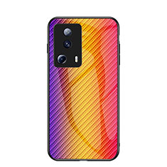 Custodia Silicone Specchio Laterale Sfumato Arcobaleno Cover LS2 per Xiaomi Mi 12 Lite NE 5G Arancione