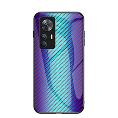 Custodia Silicone Specchio Laterale Sfumato Arcobaleno Cover LS2 per Xiaomi Mi 12T 5G Blu